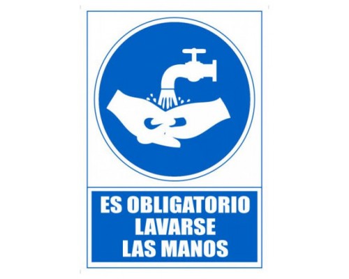 SEÑAL "OBLIGATORIO LAVARSE LAS MANOS" 210 X 297MM PVC AZUL ARCHIVO 2000 6173-13 AZ (Espera 4 dias)